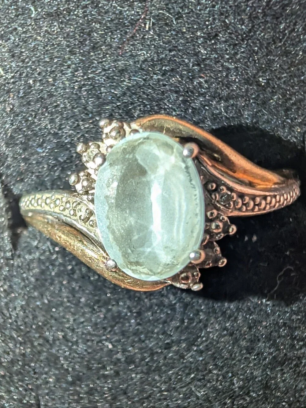 925 Sterling Silver 10K Gold Accent  Smokey Quartz Diamond Accents Ring